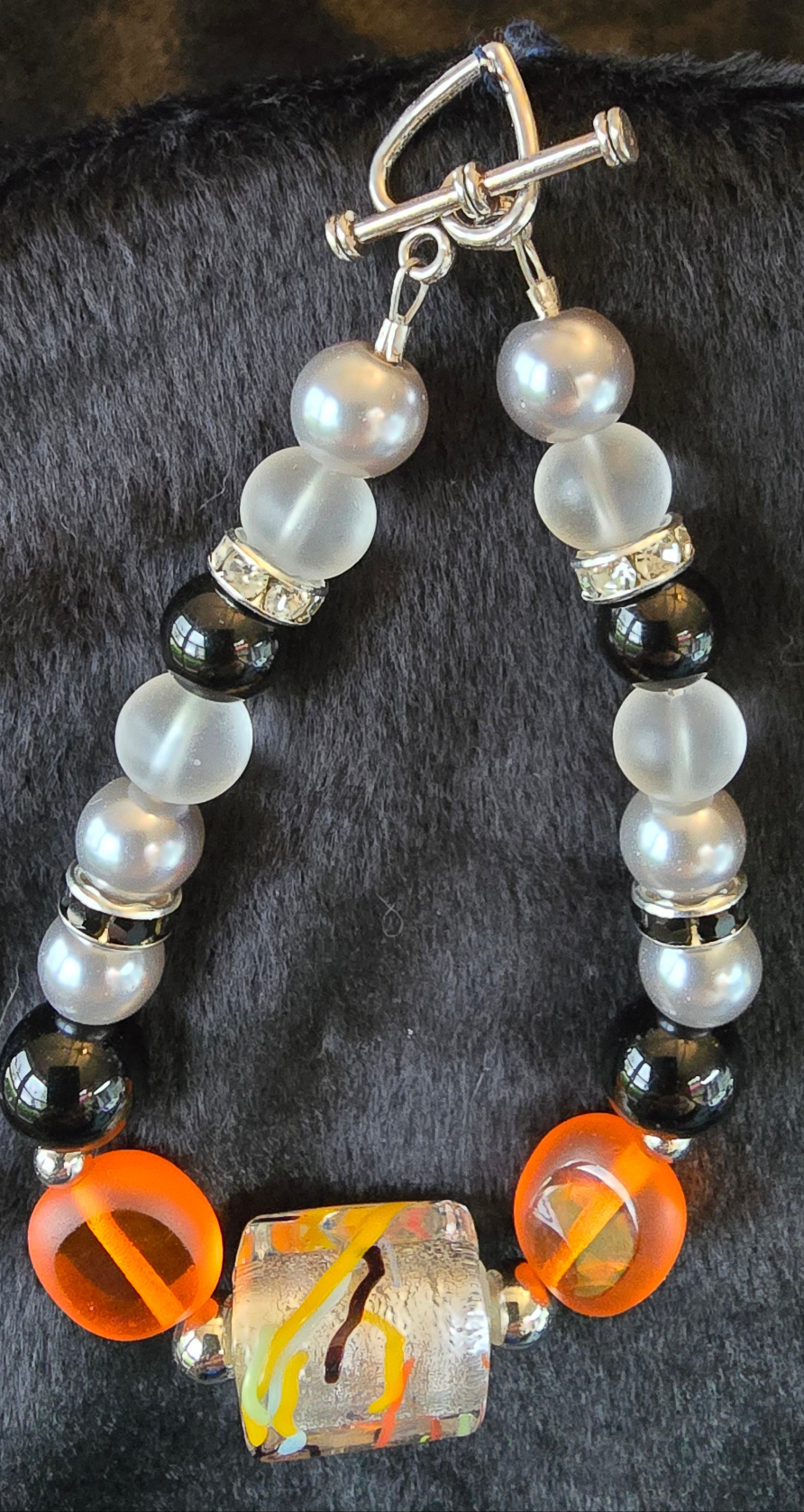 Orange, black and gray
