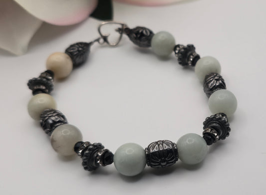 Amazonite with black metal accents